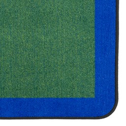 Solid Classroom Rug w/ Color Block Border - Rectangle - Green/Blue