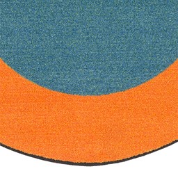 Solid Classroom Rug w/ Color Block Border - Teal/Orange