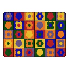 Primary Color Cog Seating Classroom Rug - Rectangle (6\' W x 8\' 4\" L)