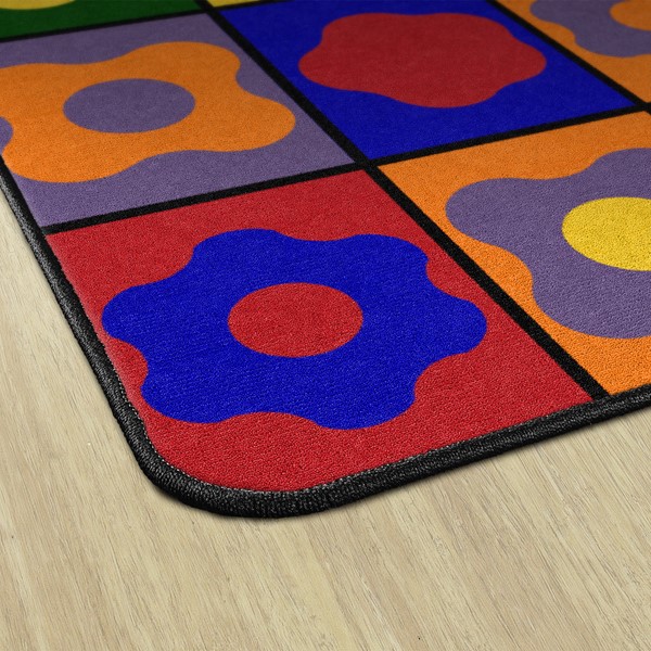 Primary Color Cog Seating Classroom Rug - Rectangle - Edges