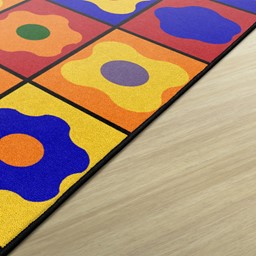 Primary Color Cog Seating Classroom Rug - Rectangle