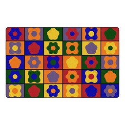 Primary Color Cog Seating Classroom Rug - Rectangle (7' 6" W x 12' L)
