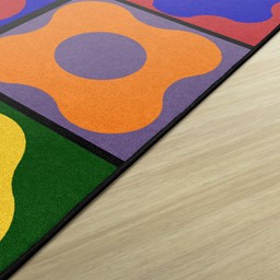 Primary Color Cog Seating Classroom Rug - Rectangle