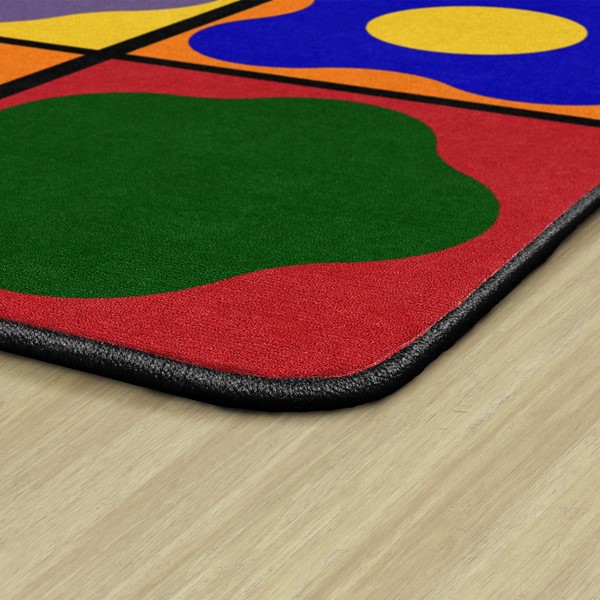 Primary Color Cog Seating Classroom Rug - Rectangle - Edges