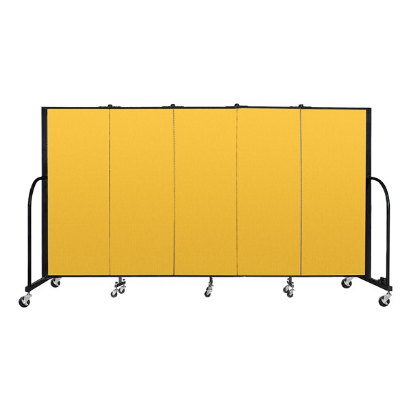 5' H Freestanding Portable Partition - 5 Panels (9' 5" L) - Yellow