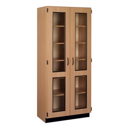 Tall Storage Cabinet W Glass Doors, Wooden Storage Cabinet With Locking Doors