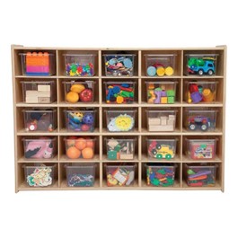 25-Tray Wooden Storage Unit - Assembled & w/ Clear Trays - Accessories not included